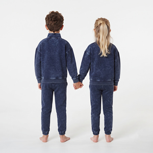 Conjunto Deportivo Unisex de Alta Calidad para Niños, Pantalones Jogger de Algodón con Lavado Ácido de Color Sólido, Venta al Por Mayor, Logotipo Personalizado, Dos Piezas - Product Image 3