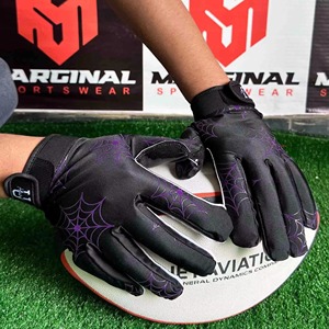 American Football Gloves Receiver Non-Slip Lightweight Full Finger Adjustable <b>Hook</b> Loop Closure Breathable Durable Gel Sports - Product Image 5