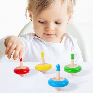 Wudly Toys Paquete ecológico de 4 peonzas de madera No tóxico y multicolor para juegos divertidos y buen regalo - Product Image 5