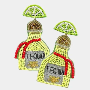 Boucles d'oreilles brodées à la main en toile perlée d'Inde - Noël et Nouvel An - Product Image 2
