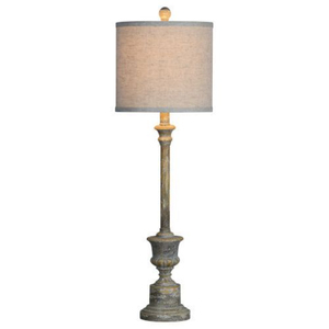 Lámpara de Mesa Rústica de Madera con Pantalla de Tela Beige, Bombilla LED E26, Control de Interruptor, Decorativa para Sala de Estar - Product Image 1