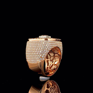 Bague de Luxe en Moissanite Carrée, Or Rose, Sertie de Baguettes, Effet Halo, Bague Tendance Scintillante, Bijou de Mode, Cadeau - Product Image 6