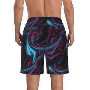 Shorts de Baño para Hombre, Estampado Abstracto en Espiral, Secado Rápido, Poliéster, con Bolsillos, Cintura Media, Cordón Ajustable, Estilo Casual - Product Image 2