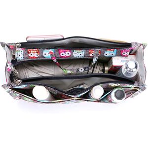 Organisateur de sac à main grande capacité à 13 compartiments avec poignée, insert d'organisation imprimé pour sac à main - Accessoire pour femme sur le thème du hibou - Product Image 2