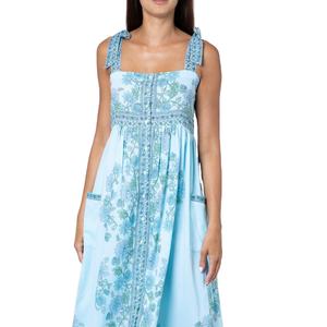 Robe midi sans manches en coton tissé de haute qualité, style vintage européen, écologique, lavable, naturelle, pour femme, tenue décontractée - Product Image 1