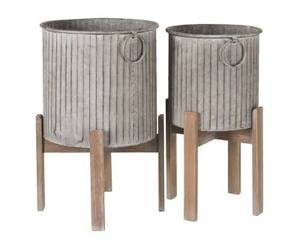 Pot de fleurs en métal scandinave contemporain avec support, pot décoratif d'intérieur pour la décoration du salon ou du bureau - Product Image 3