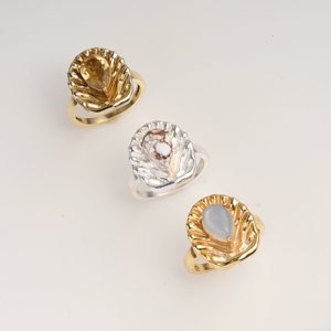 Bague en laiton Moku Jewellery avec citrine facettée, ajustable, élégante, faite à la main, bijoux pour femmes, vente en gros, design de bagues - Product Image 2