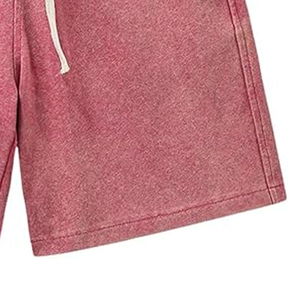 <b>Men's</b> <b>Pink</b> Cotton <b>Shorts</b> Solid Color Casual Style With Pockets Drawstring Waist Mid Rise Breathable Knitted Fabric - Product Image 5
