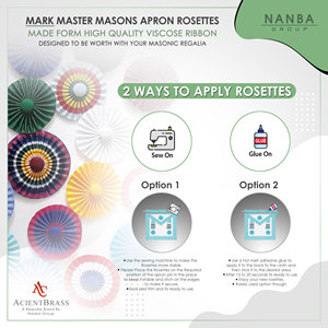 Masonic Mark Member Rosette Typically Used On Aprons and Sashes, Featuring Red and Teal <b>Ribbon</b> Design - Product Image 5