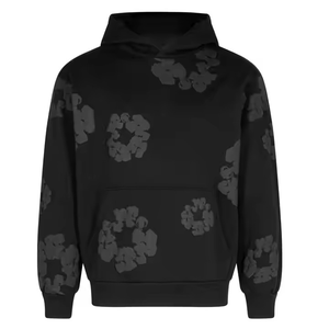 Sudadera con Capucha Personalizada al por Mayor, Estilo Urbano Otoñal, Negra, de Felpa, Gruesa, 100% Algodón, Unisex, con Bolsillo Bordado, Último Modelo - Product Image 1