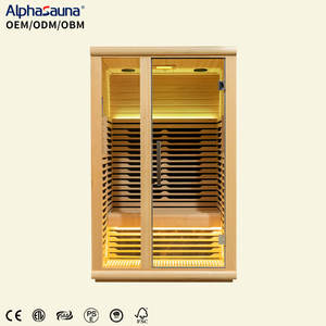 Sauna Inframerah Modern untuk 1 Orang dengan Terapi Warna Spektrum Penuh dan Uap Kering, Terbuat dari Kayu Hemlock Solid, Kapasitas 2 Orang - Product Image 2