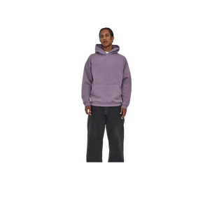Sudadera con Capucha Extra Grande para Hombre, Color Sólido, Felpa, Informal, para Otoño, Morada, Corte Regular, Tejido de Algodón - Product Image 4