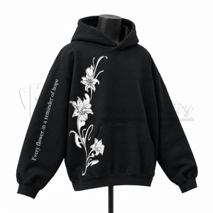 Unisex Oversized <b>Hoodie</b> Floral Graphic Print Streetwear Pullover Sweatshirt <b>Black</b> Fleece <b>Hoodie</b> For Men - Product Image 3