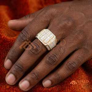 Moissanite <b>Ring</b> <b>Men</b> Hip Hop Gold Plated 925 Sterling Silver Baguette Cluster <b>Ring</b> Luxury Statement Jewelry Gift - Product Image 2