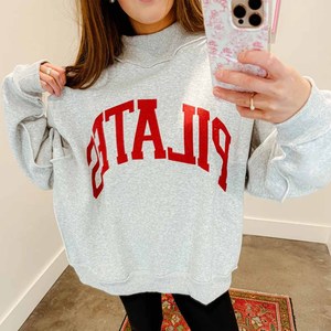 Custom <b>Mock</b> <b>Neck</b> Sweatshirt Women Men Chenille Embroidery Letter Gingham Polka Dot Patch College University Style - Product Image 5