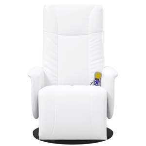 Fauteuil inclinable de massage en similicuir blanc avec repose-pieds - Product Image 4