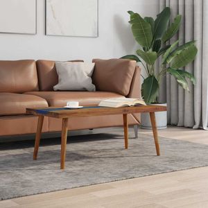 Tavolino da caffè in teak e resina marrone e blu 39,4 x 19,7 x 15,7 pollici - Product Image 1