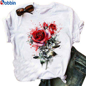 Camiseta Gráfica Estampada Sexy para Mujer, Talla Grande, Blanca Suave, para el Día de San Valentín, Transpirable, con Decoración de Logotipo - Product Image 2