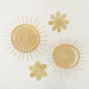 Rattan <b>Wall</b> <b>Decor</b> Interior Living Room Decoration Best Price Natural <b>Wall</b>-mount Sun and Flowers Set - Product Image 1