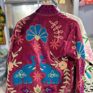 Indian Handmade Suzani Cotton Jacket Hand Embroidered Short Jacket Unisex Coat Handmade Suzani Short Jacket - Product Image 3