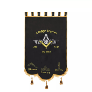 Drapeau maçonnique bleu et or bronze, bannière de maison, broderie de qualité supérieure, toute nouvelle marque 2025, bannières maçonniques brodées personnalisées - Product Image 1