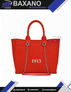 Delta | Sigma | Theta Sorority Durable Open Red <b>Canvas</b> Tote <b>Bag</b> Chain Strap <b>Large</b> Capacity Lightweight High Quality Fashion <b>Bag</b> - Product Image 4