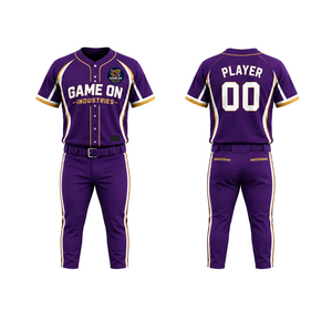 Ensemble d'uniformes de baseball à manches courtes, maillot personnalisé avec nom d'équipe et numéro de joueur, tenue de sport 100 % polyester avec élastique sur le devant - Product Image 5