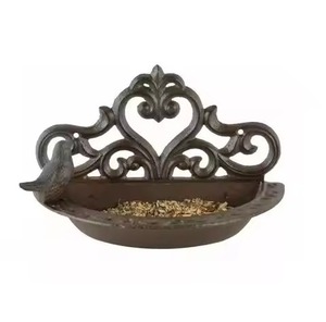 Mangeoire à oiseaux suspendue en métal cuivré antique avec toit et plateau pour l'alimentation quotidienne des oiseaux dans la cour - Product Image 4