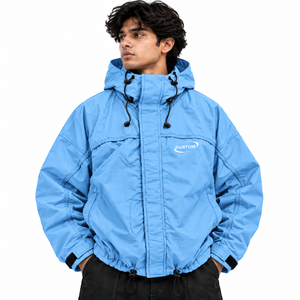 Nylon Zip <b>Jacket</b> for Men Lightweight Weather Resistant Stand Collar Windbreaker Outdoor <b>Travel</b> Breathable Packable Shell - Product Image 3