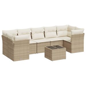 Conjunto de Sofás Modulares Grandes de Ratán Sintético Beige para Jardín, Muebles de Jardín Modulares Cómodos - Product Image 2
