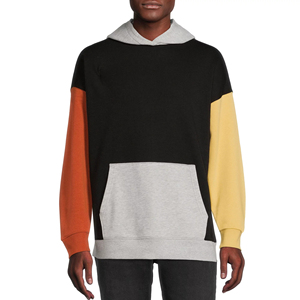 <b>Men's</b> Color Blocking Hooded <b>Sweatshirt</b> Regular Fit Knitted Casual Autumn Wear <b>Red</b> Gray Black - Product Image 4
