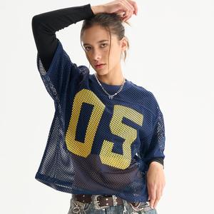 Camiseta de malla gruesa personalizada para hombre, camisas cortas de lujo con gráficos, ropa formal tejida con estampado serigrafiado - Product Image 1