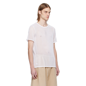High Quality Men's 100% Cotton <b>Mesh</b> <b>Shirt</b> White Color Half Sleeve Drop Shoulder V-neck Formal Regular Fit Breathable for Adult - Product Image 2