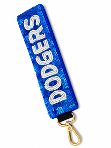 Porte-sac Dodgers perlé et coloré, avec paillettes bleues, accessoire de porte-clés tendance et à la mode, personnalisable en couleurs, noms, mots et logos - Product Image 2
