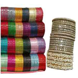 Ensemble de bracelets de mariage islamiques tendance et luxueux plaqués or Kundan pour femmes, bijoux traditionnels indiens pakistanais Chura - Product Image 3