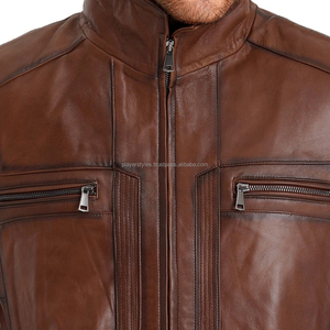 <b>Men's</b> High Quality Leather Bomber <b>Jacket</b> Motorcycle Rider Fashion Outerwear Custom Logo OEM ODM At Factory Price Manufacturer - Product Image 3