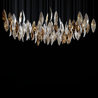 Lustre de plafond design fait sur mesure pour hall d'hôtel salle à manger lustres d'éclairage de feuille de métal or argent de luxe