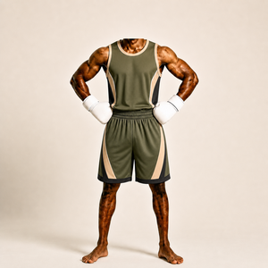 Ensemble de boxe en polyester pour l'entraînement avec gants, short et haut respirants toutes saisons - Product Image 1