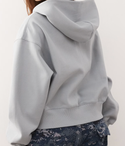 เสื้อฮู้ดซิปโอเวอร์ไซส์ผ้าฝ้ายหนา 100% พิมพ์โลโก้ตามสั่ง สไตล์สตรีทแวร์ทรงบ็อกซี่  ผ้าฟลีซหนานุ่ม รุ่น 2026 - Product Image 6