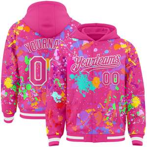 Splendid Apparel Custom Punk Style Winter Varsity <b>Jacket</b> <b>Men</b> <b>White</b> Pink Skull Heart Print Digital Printed Plus Size - Product Image 1