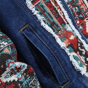 High Quality Winter Breathable Quick Dry Thin Stand Collar Front Logo Men's <b>Denim</b> Printed Canvas 100% Cotton <b>Jacket</b> - Product Image 4