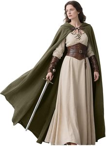 Medieval Hooded <b>Cloak</b> Linen Renaissance Cape with Hood - Halloween Hobbit Cosplay <b>Witch</b> Wizard - Product Image 1