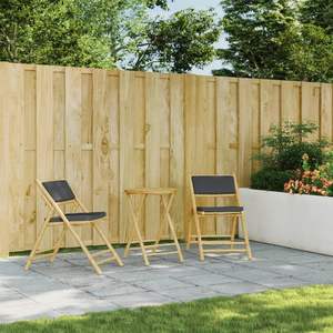 Conjunto de Bistro Gris Oscuro Mediano, Plegable, de Bambú y Poliéster, Muebles de Patio Duraderos y Elegantes - Product Image 3