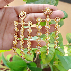 Designer fashion <b>earrings</b> dainty round cut colorful multi gemstone chandelier <b>earrings</b> 18k gold plated long pair dangler <b>earring</b> - Product Image 2