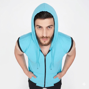 Wholesale Heavyweight Solid 100% Cotton Washed Winter Personalized Thick Gym Sports Fitness <b>Sleeveless</b> Zipper <b>Hoodie</b> - Product Image 4