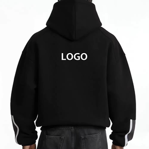 Sweat-shirt à capuche oversize pour homme, couleur noire, design color block, logo imprimé sur le devant, tissu en molleton respirant, décontracté - Product Image 2