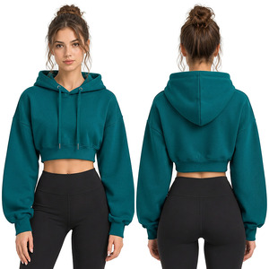 Fabricante de sudaderas cortas con capucha para mujer de marca privada, proveedor mayorista de sudaderas con capucha cortas personalizadas para moda de EE. UU., Reino Unido y Europa. - Product Image 6