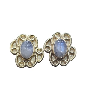 Boucles d'oreilles en pierre de lune arc-en-ciel en argent sterling 925 excellente qualité plaqué or concepteur fait à la main pour fiançailles ou cadeau de mariage - Product Image 5