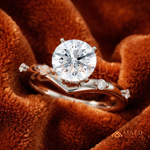 Round Brilliant Chevron <b>Solitaire</b> with Accent Band – Sterling <b>Silver</b> Wishbone Engagement <b>Ring</b> Minimalist <b>Silver</b> V-Shaped Round - Product Image 2