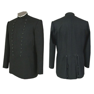 Manteau à double boutonnage noir pour officiers anciens commandants des Chevaliers Templiers, pour tenue de cérémonie maçonnique formelle - Product Image 1